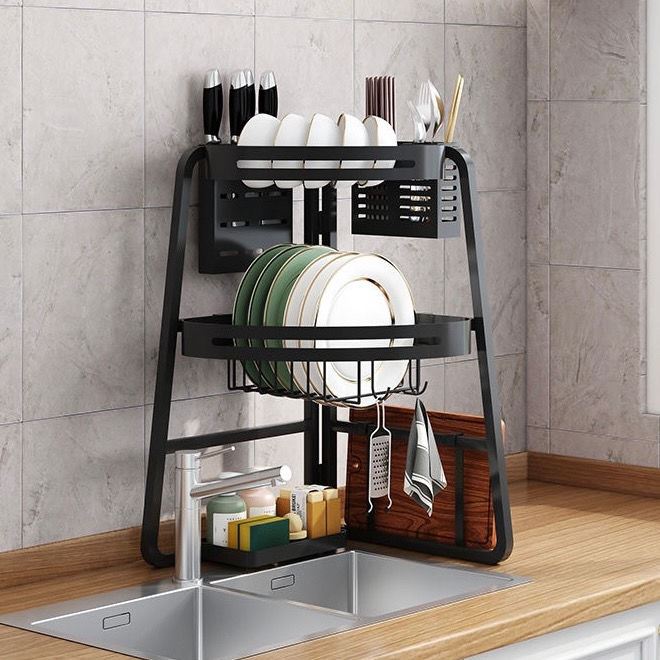 Color can be customized black carbon steel folding triangle sink drain rack chopsticks kitchen knife storage rack
