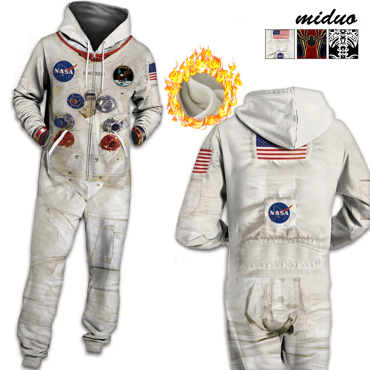 Autumn hot sale space suit digital printing fleece sweater jumpsuit for men and women