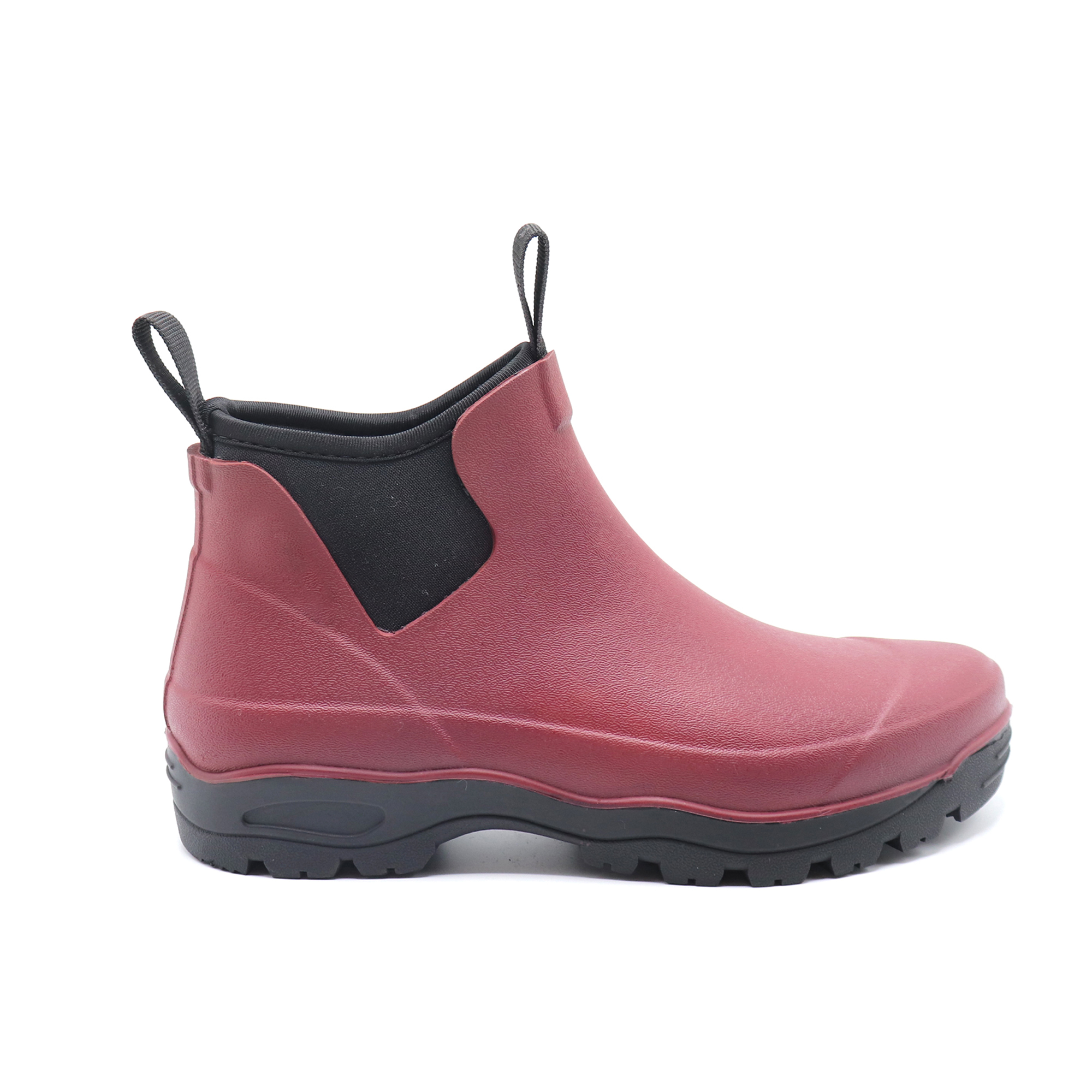 Hot selling custom logo short boots waterproof rubber shoes green slip-on rain boots