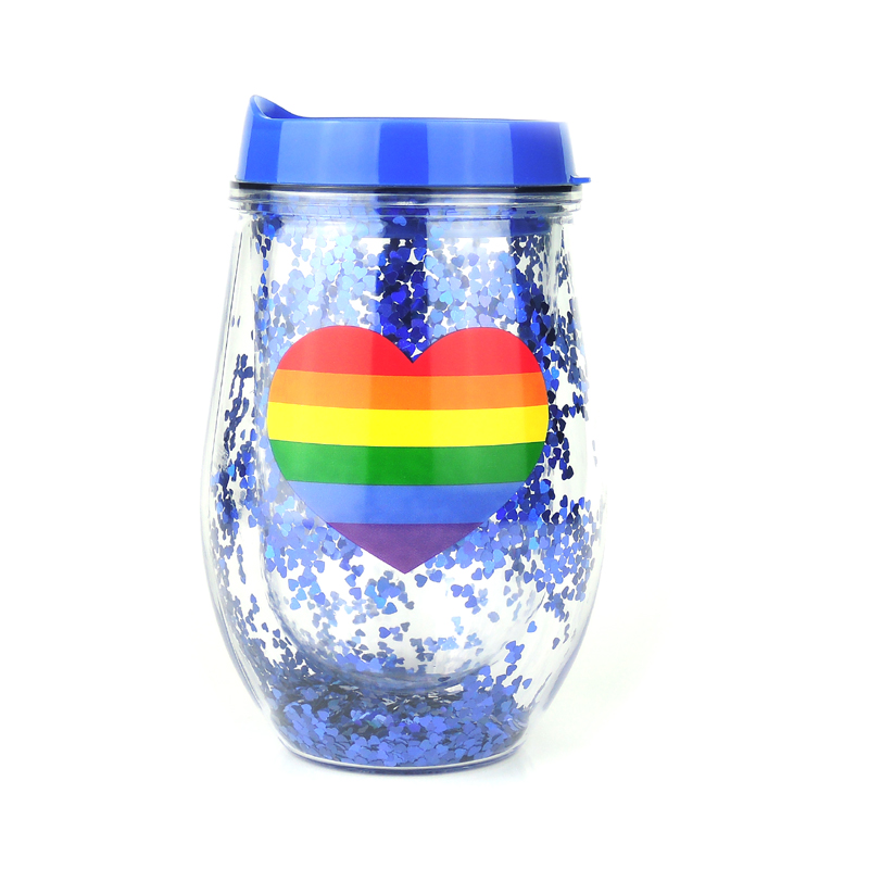 Wholesale double wall plastic cold cup transparent tumbler