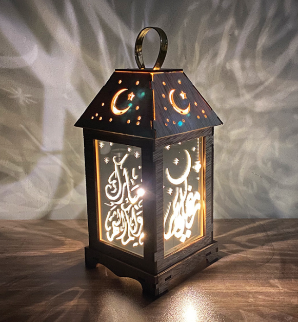 New Ramadan Eid Mubarak Lantern Holiday Type Decorative Light Textcustomised Led Wooden Decorative Lights