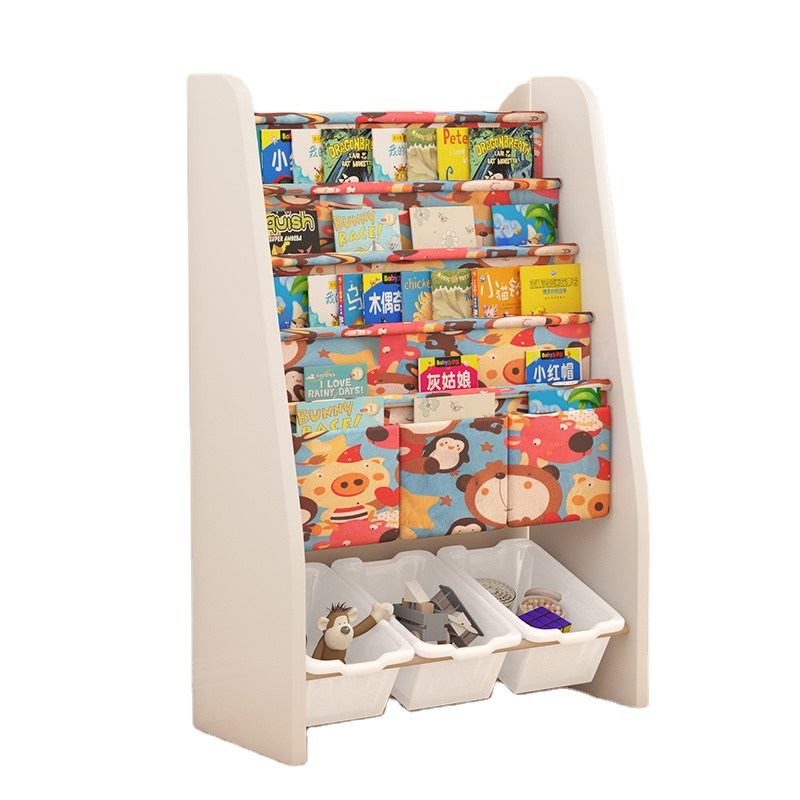 Toy Storage Rack Bookshelf Children's Storage Cabinet Bookcase Furniture Toy Storage Rack Rotating Bookshelf Household Bookshelf