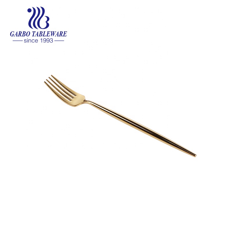 Factory outlet premium mirror polish SS304 gift promotion 5 star hotel royal stainless steel cutlery golden dessert fork