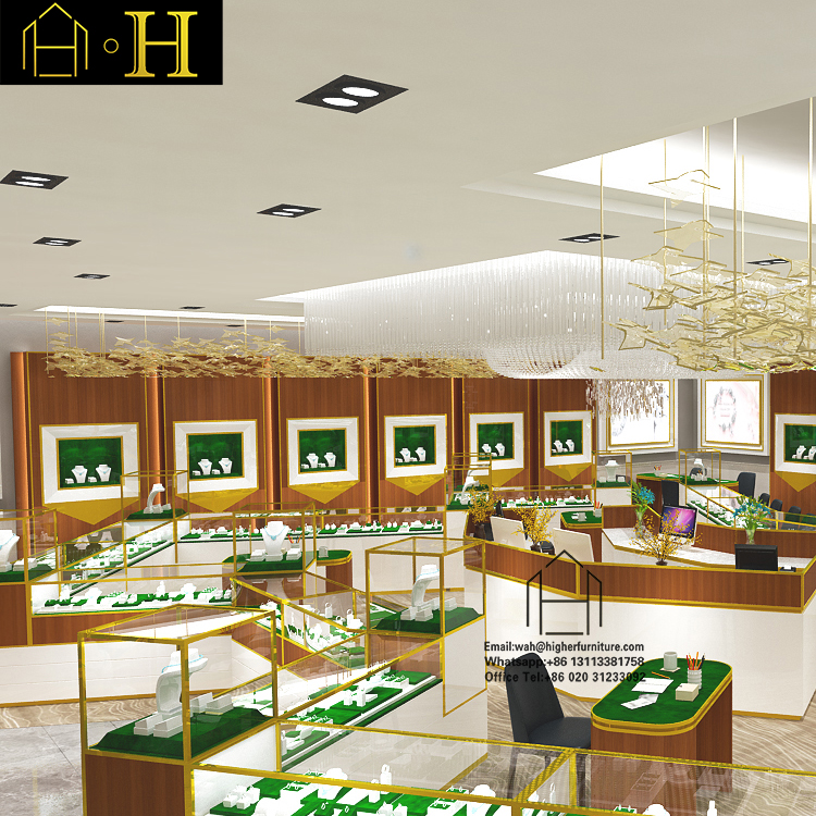 High-End классические роскошные торговые прилавки для магазина ювелирных изделия, конструкция с Витринный Шкаф для ювелирных изделий Китай прилавок-витрина