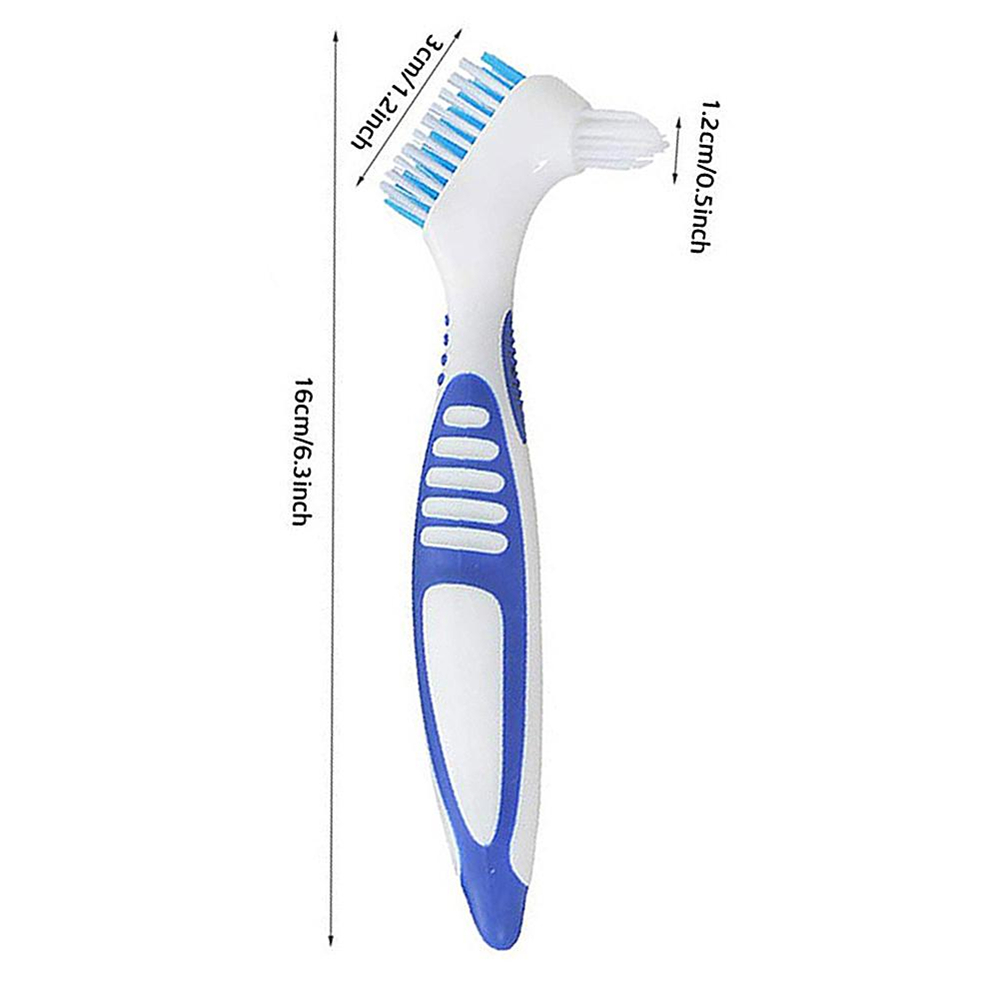 Oral Care Premium Angled Double Sided Denture Cleaning Brushes False Teeth Cleaner