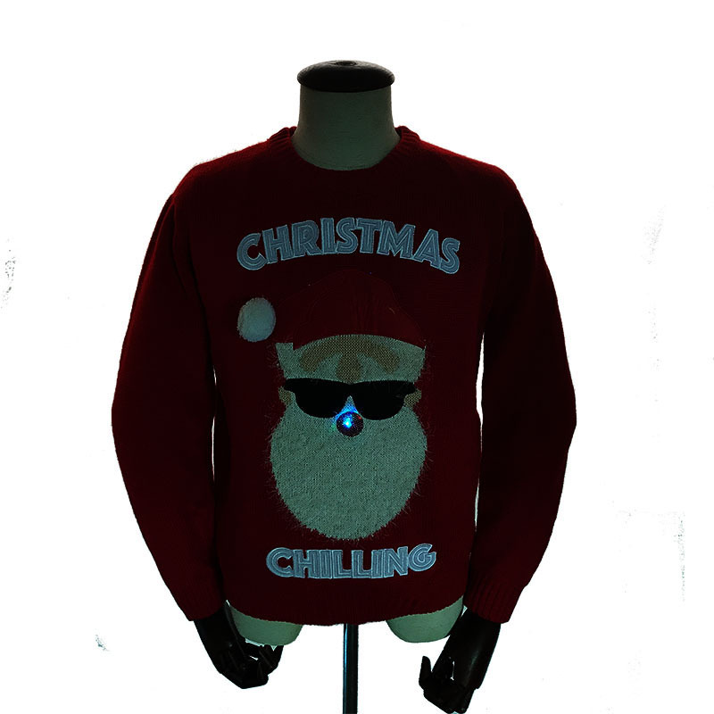 Christmas Sweater Light Christmas Turtleneck Knitted Pullover with LED Lights