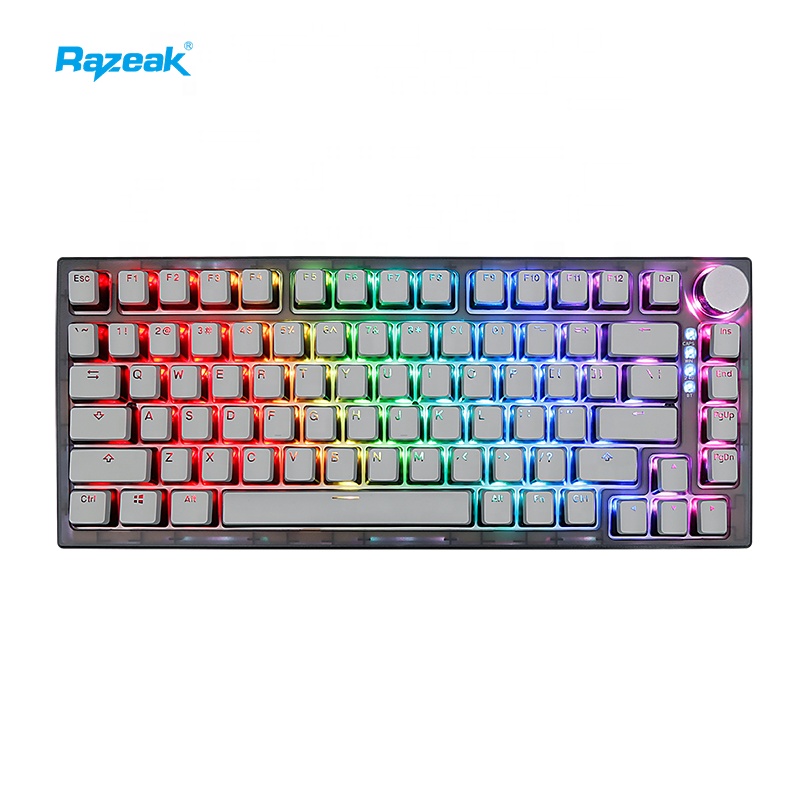 Компактная игровая механическая клавиатура с прокладкой, 82 клавиши, 75%, RGB подсветка, три режима, Беспроводная игровая механическая клавиатура с ручкой