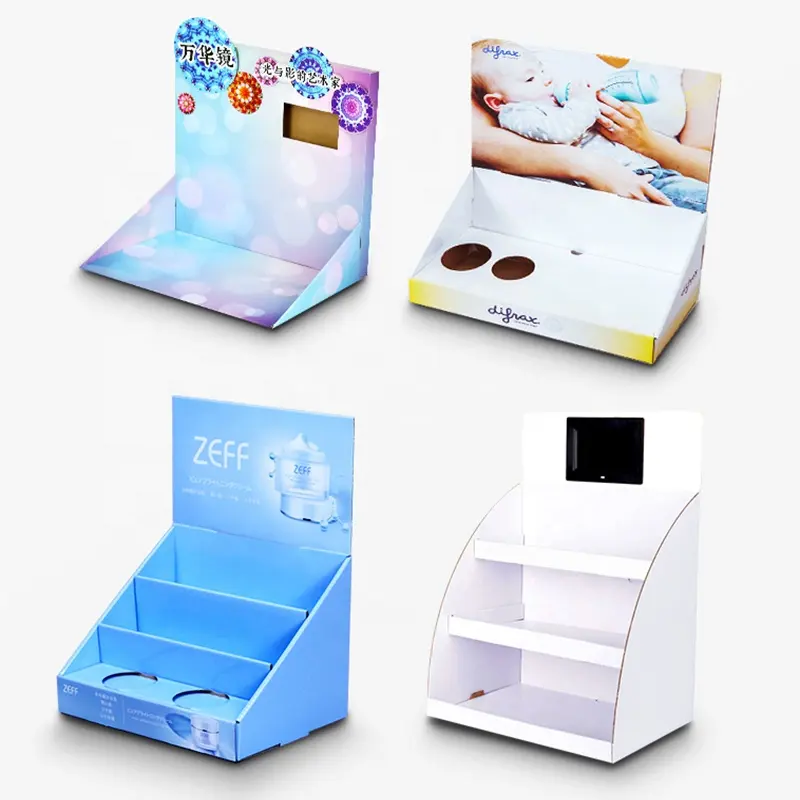 CMYK Printing Size Customized Cardboard Display Counter Retail Countertop Carton Display Box For SkinCare At Supermarket