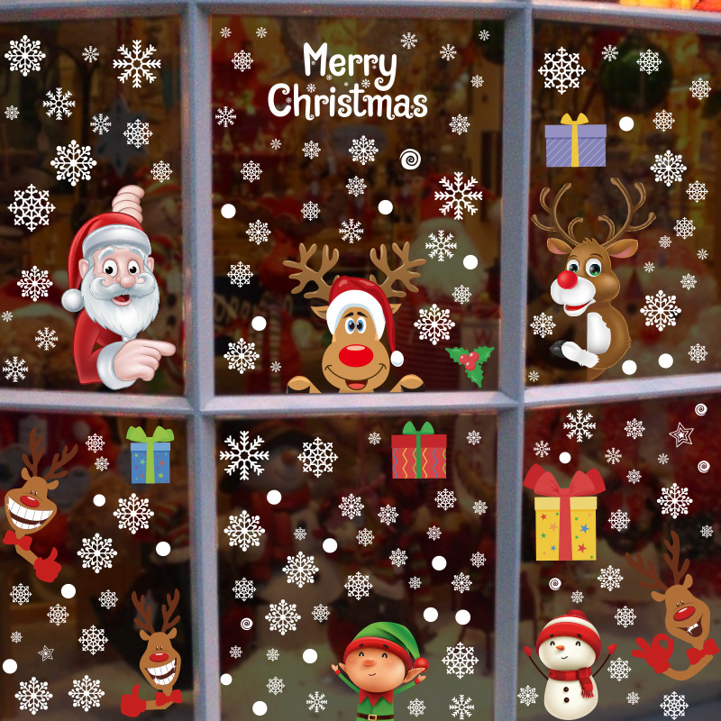 Merry Christmas Decoration Window Stickers Commercial Use Festival Window Glass Deco Sticker