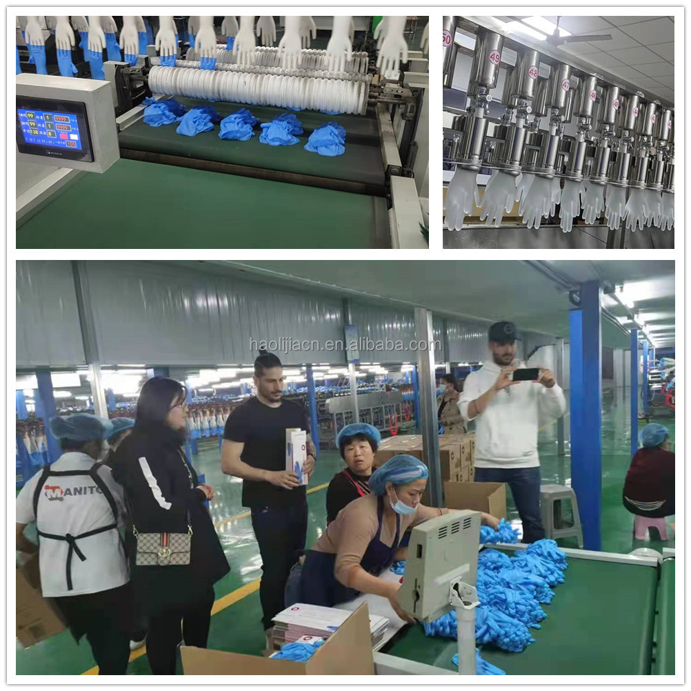 9inch disposable industrial working safety blue black nitrile pvc blend powder free gloves