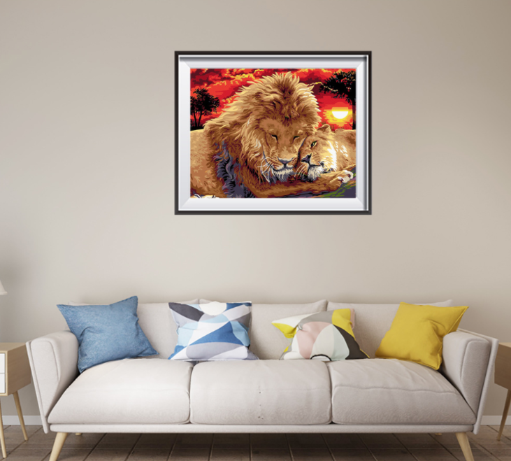 Favorable Price Modern Style Excellent Animal Lion King 5D Square Diamond Painting Kit