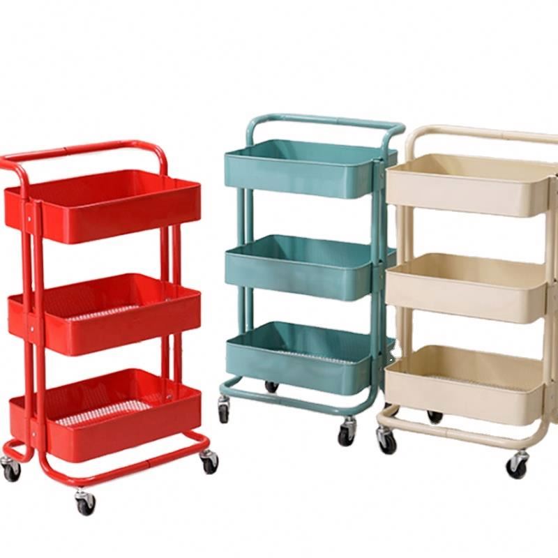 2021 Fashion 3-Tier Storage Rack Shelf Utility Storage Trolly Classics Trolley Organiser Multipurpose Rolling Cart