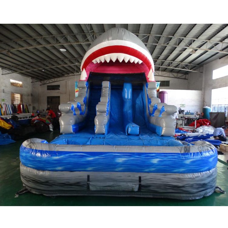 Коммерческий 18.5ft волны океана двойной полосы акулы надувная водная горка для продажи