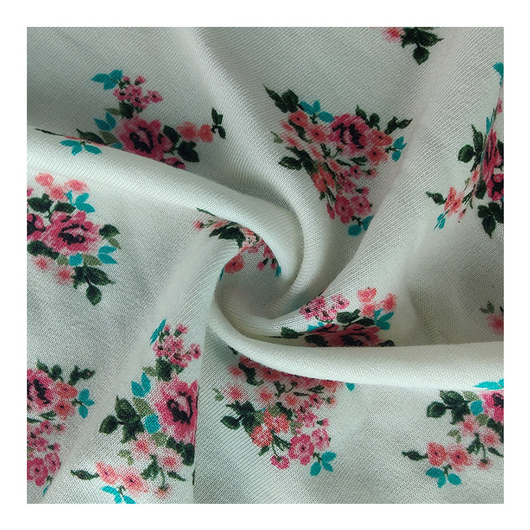 Custom Wholesale Cotton Bamboo Fabric Kint Printing Design Floral Inspired Fabric Textile For Bag