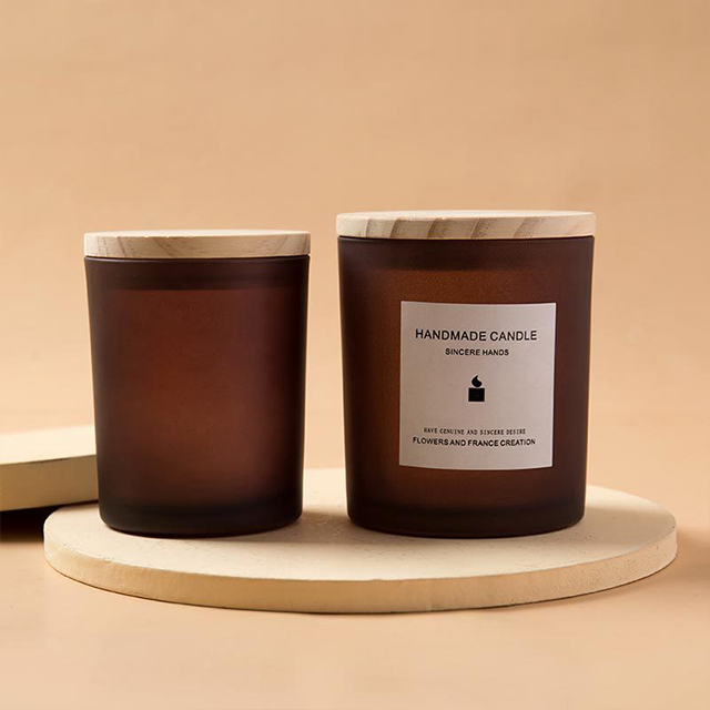 Custom Printed 8*9Cm Frosted Glass Candle Holder Round Glass Jars For Candle Making Glass Candle Jar