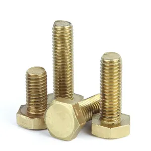 Factory wholesale brass DIN933 hexagon bolt with washer spring washer nut kit