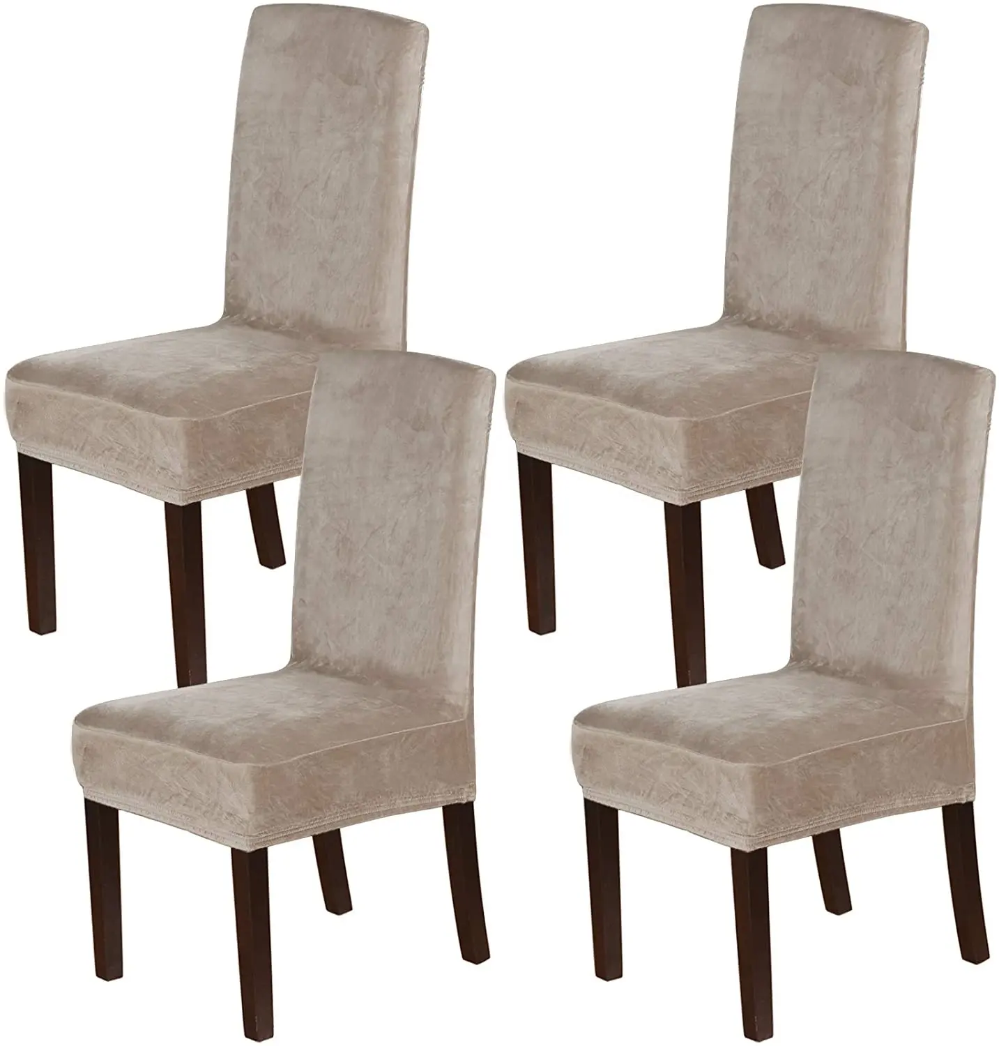 Luxury Customized Fundas De Sillas Dining Seat Covers Elastic Velvet Stretch Spandex Dining Chair Cover