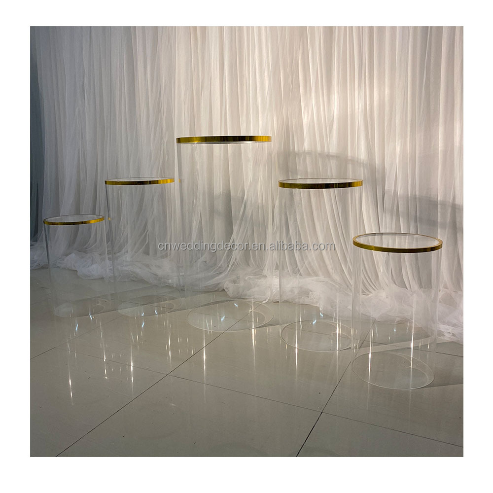 Sheer Acrylic Column Round Cylinder Pedestal Display Art Decor Clear Plinths Pillars for DIY Wedding Decorations