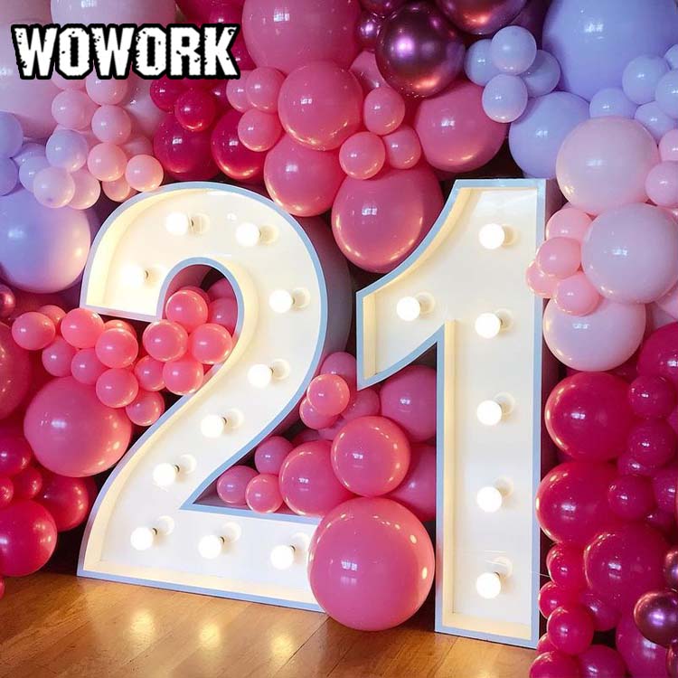 WOWORK оптовая продажа Большой Гигантский Большой 4 5 6 футов 100 метров винтажный металлический светодиодный светящийся шатер с цифрами шатер буква для украшения дня рождения