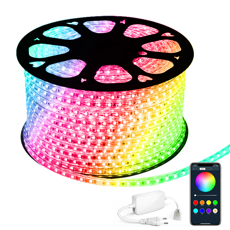 50 м/рулон AC 110V/220V умная Светодиодная лента RGB Изменение цвета IP66 водонепроницаемый удаленное управление с помощью приложения гостиной на открытом воздухе гибкие светодиодные ленты