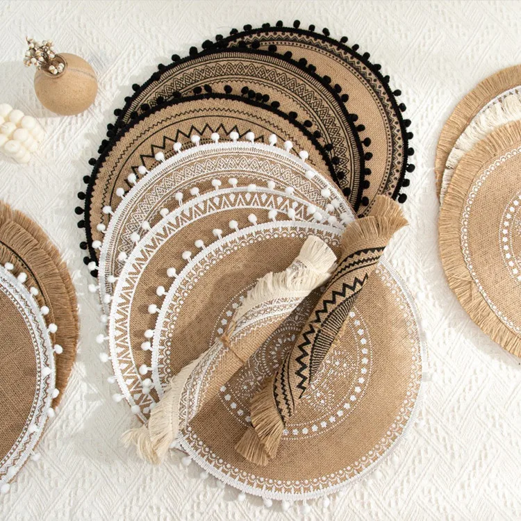 Decorative Nordic high quality new design dinner set Jute natural Table Linen round Placemat