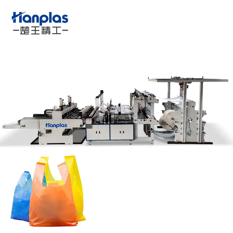 HP-VC 4 Lanes High Speed 100pcs/min Bio Degradable Plastic T-shirt Bag Making Machine