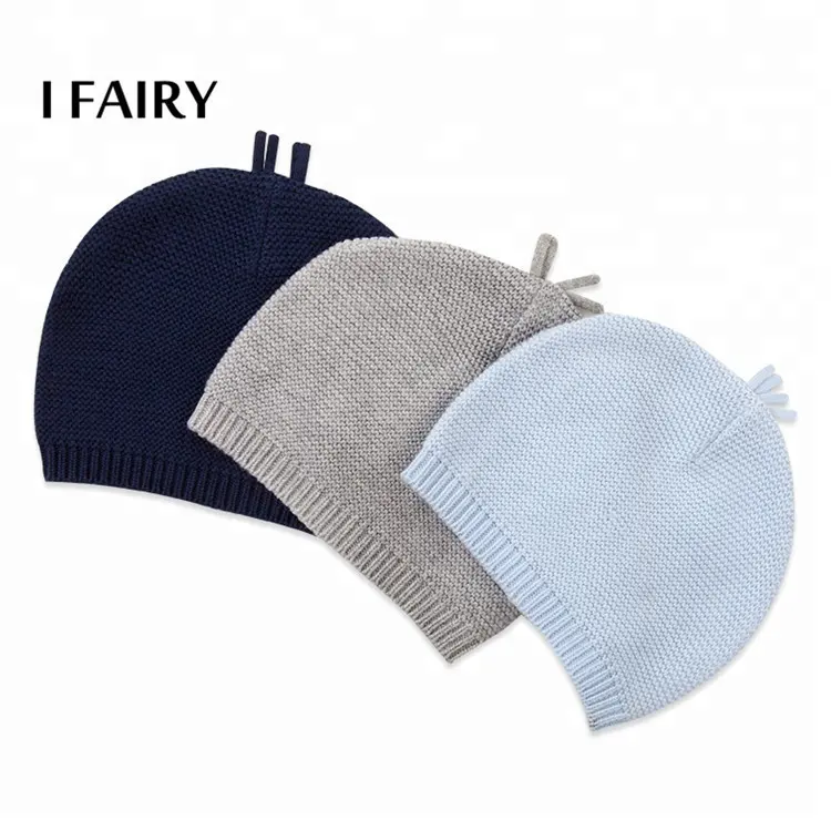 Wholesale Knitted Winter Children Beanie Hats New Born Baby Soft Organic Cotton Knitting Pattern Winter baby hats