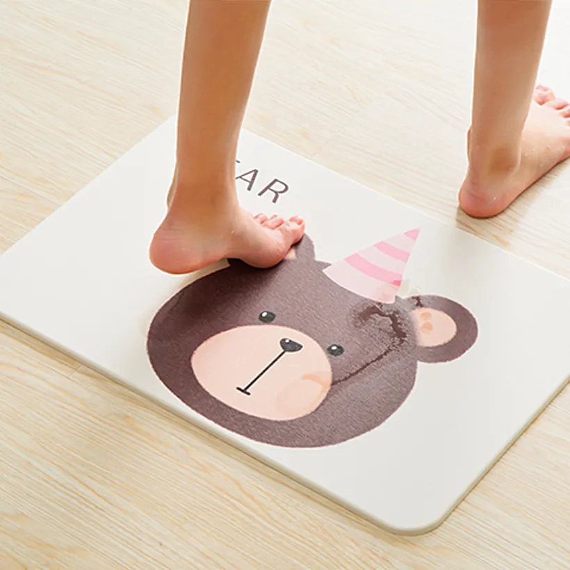 Custom Printing Absorbent Diatom Earth Anti Slip Diatomite Bath Mat Water Diatomaceous Earth Bathroom Non Slip Mat 9MM 8.5MM