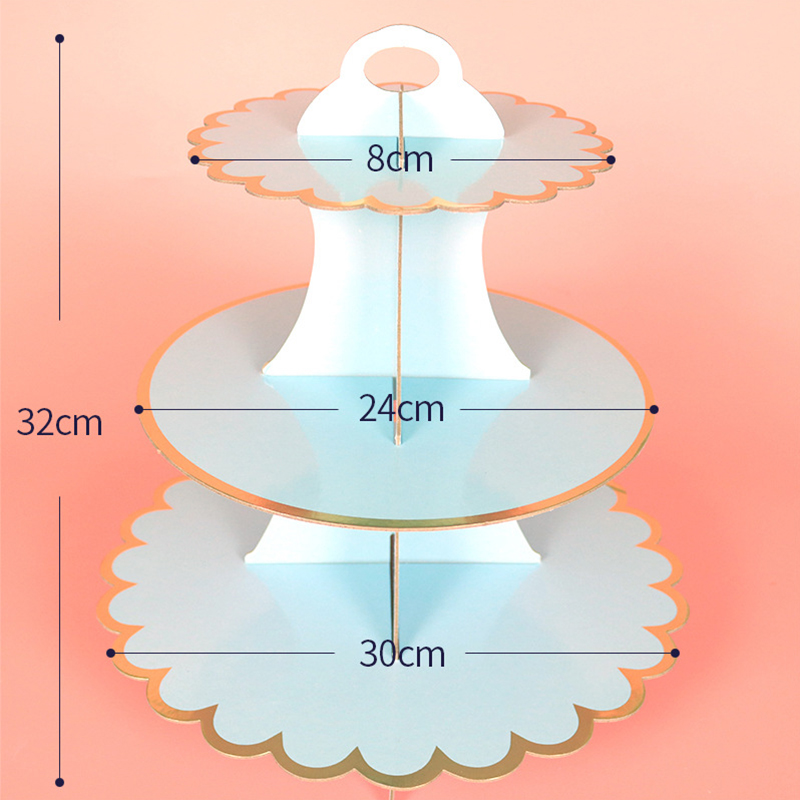 Cardboard 3-Tier Cupcake Stand Paper Silver Dessert Tower Bronzing Display Stand