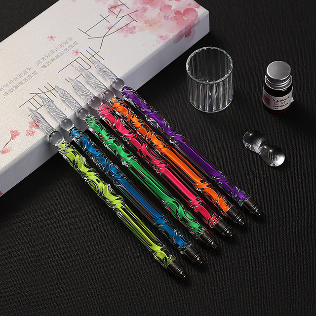 JX-BL6Y Кристалл Стекло dip pen Набор флэш-освещение стекло Dip pen set