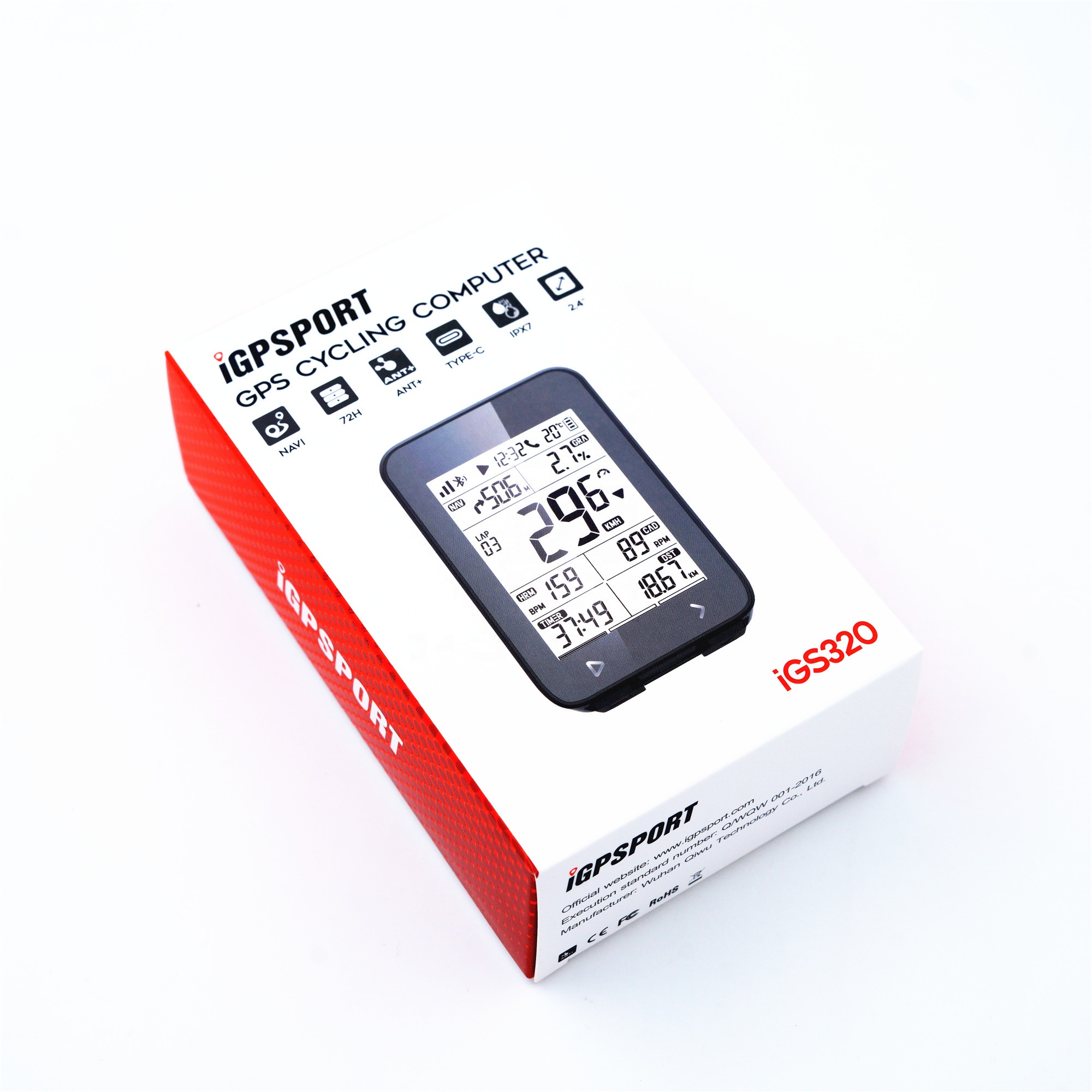 iGS320 IPX7 Waterproof LCD Screen Smart Wireless Cycling Computer bike GPS With Heart Rate And Cadence sensor BLE ANT+