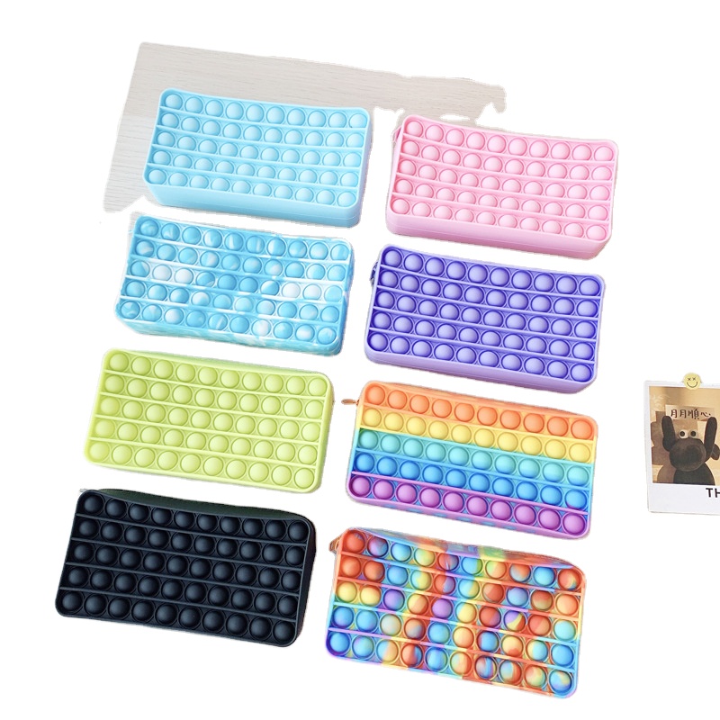 7.3Inch of Length Fidget Pencil Case Stationery Storage Bag Decompression Toy Sensory Popper Pen Case