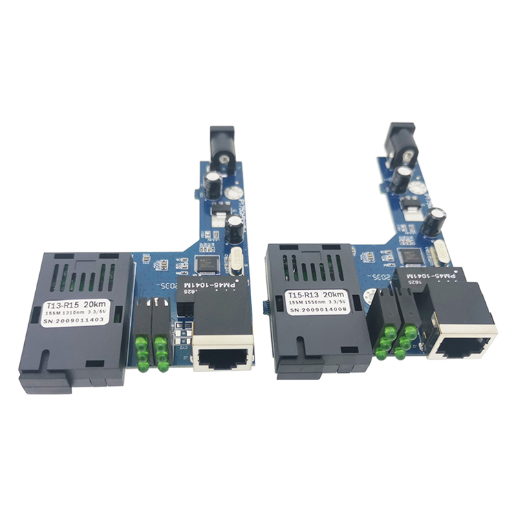 XWS Fiber Media Converter Card Pcba And Pcb Board 20km 100m Single Fiber
