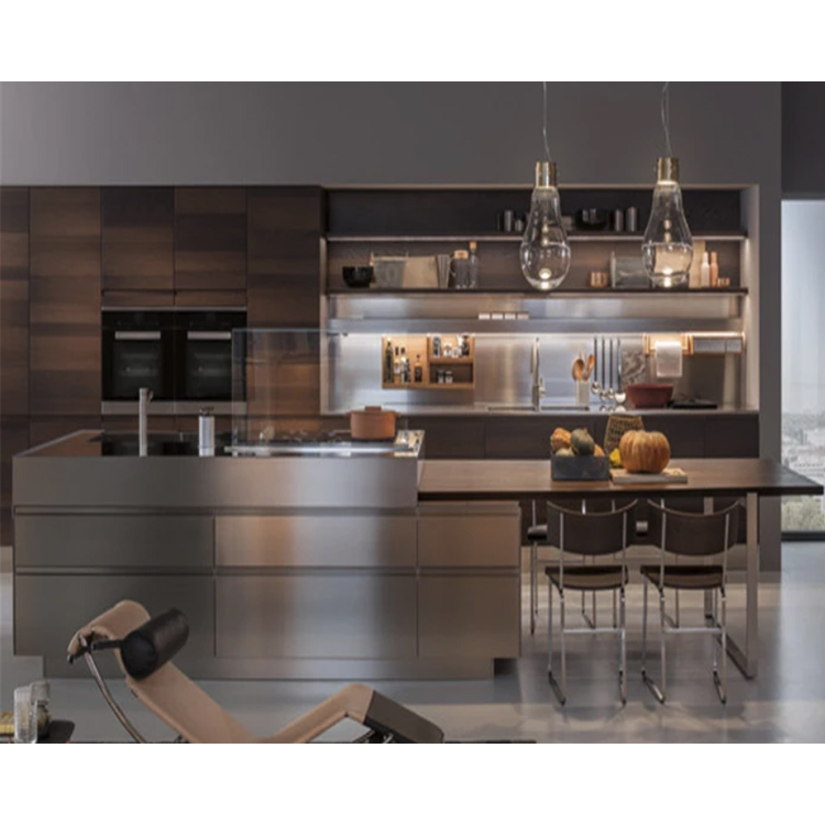 Home Furniture Melamine Wood Grain Glass Kitchen Cupboard Doors