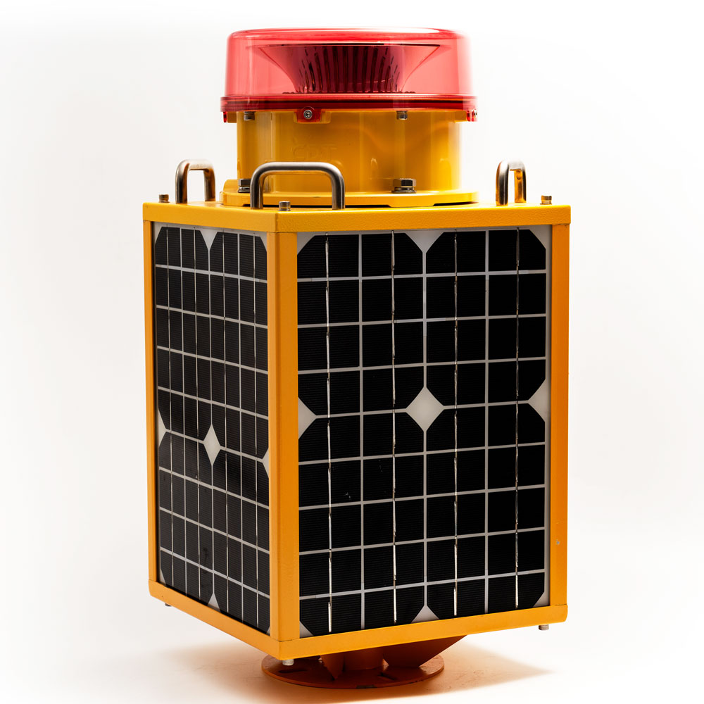 Cranes, Chimneys, Stacks, Buildings Flashing ICAO FAA L864 Red LED Medium Intensity Solar Obstruction Light