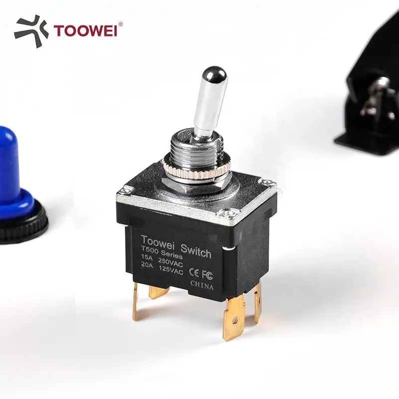 TOOWEI Self-locking Type Double Pole Single Throw Toggle Switch T502AT 15A 250V ON-OFF Tab Terminal