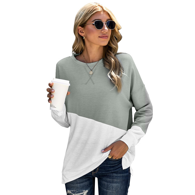 Women's fashion striped tie-dye round neck long sleeve street style pullover sweatshirt