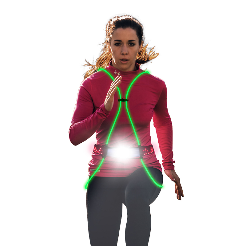 Multicolored USB Rechargeable LED Reflective Running fiber rope Vest Light