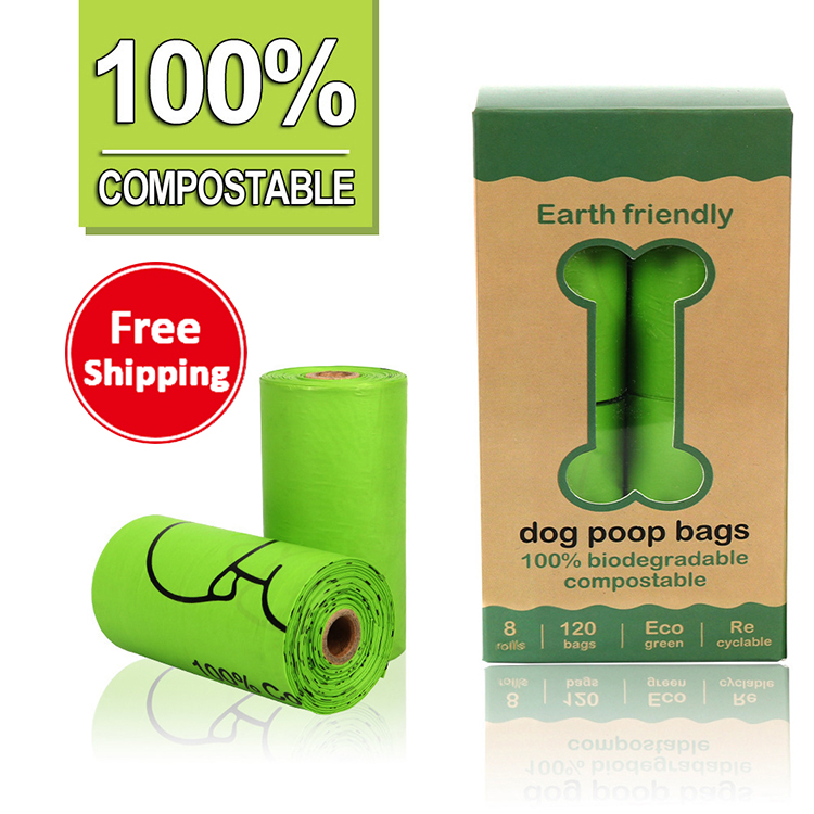 Customized 100% biodegradable corn starch picking compostable pet dog waste poop bags