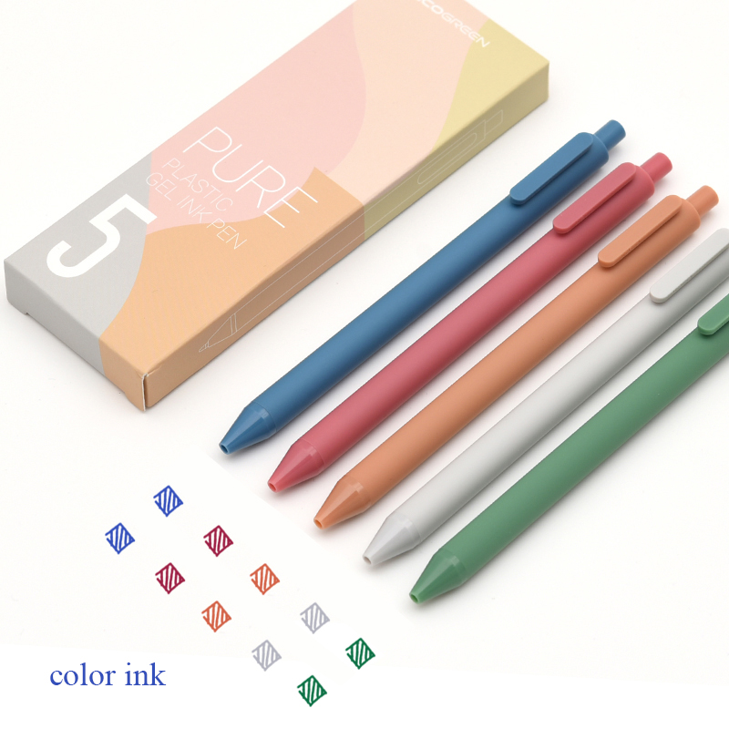 Hot selling 5pcs/box Multi Colored Gel Pens Retractable 0.5mm Smooth Gel Pen