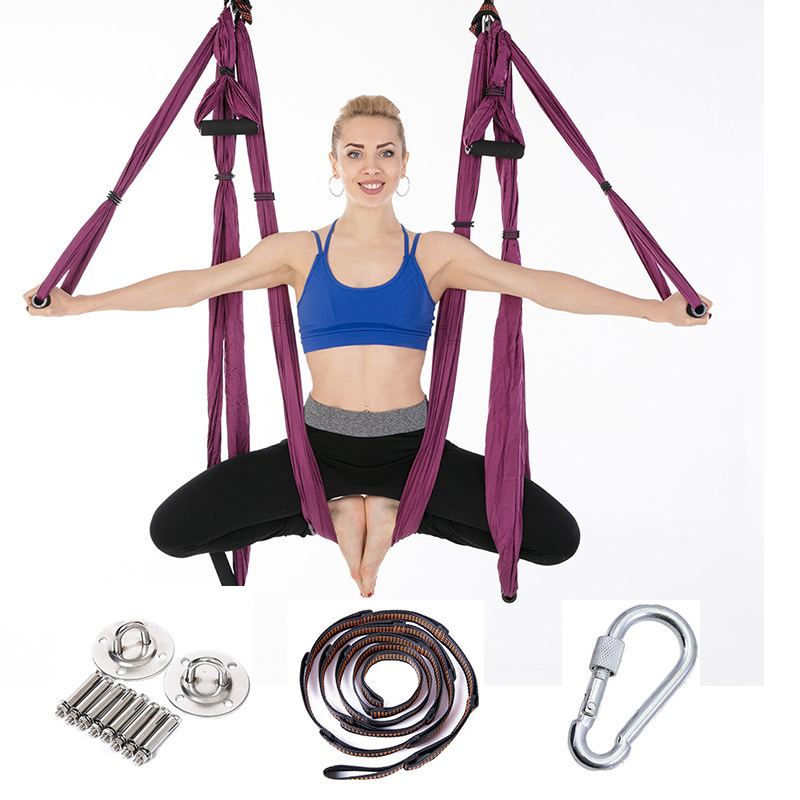 Multicolor Strong Anti-gravity Adjustable Sling Foam Handle Sturdy Support Aerial Yoga Swing with 6 Handles
