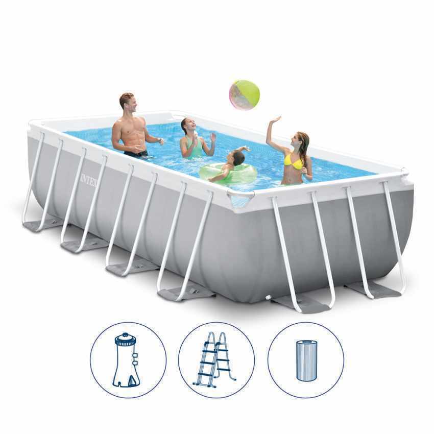 Оригинальный Intex 26788 4 м x 2 м x 1 м, прямоугольный металлический каркас, плавательный бассейн из алюминия, наземный бассейн