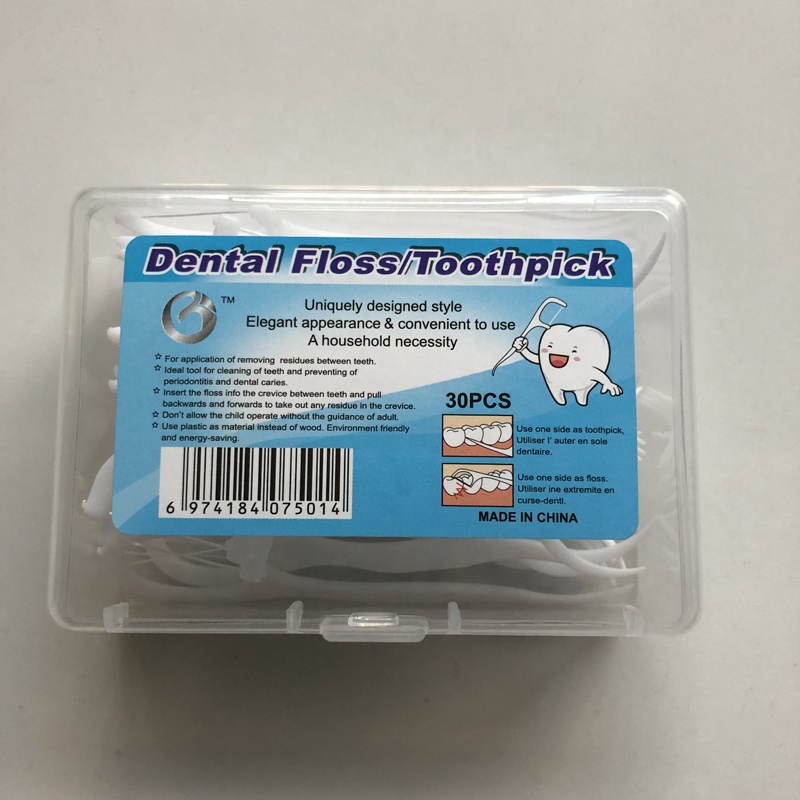 30 Picks Per Box Easy Glide Eco Natural Dental Floss Pick Plastic In Custom Box Container Bulk OEM