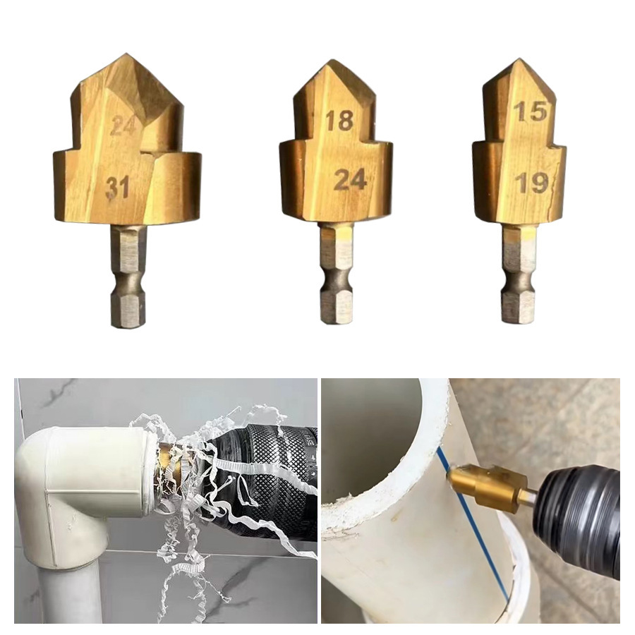 Naipu Titanium Hole Punch Hexagonal Shank PPR Pipe Reamer Lift Bit Step Drill Bit PPR Water Pipe Reamer