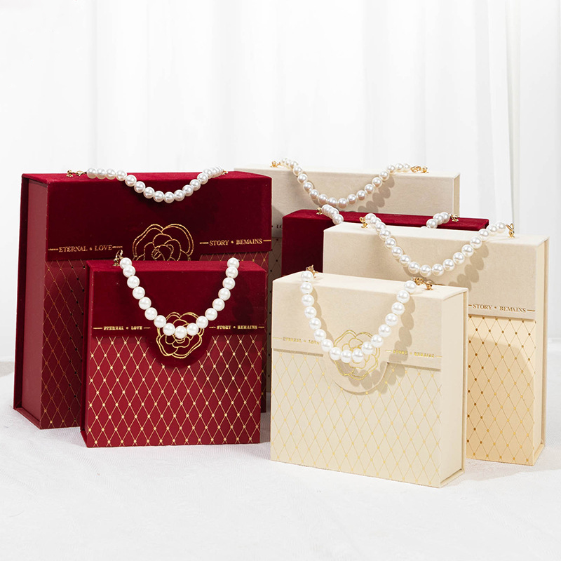 Portable Handy Gift Bag Kraft Handbag Wedding Birthday Party Gift Box Packaging For Candy Cosmetics