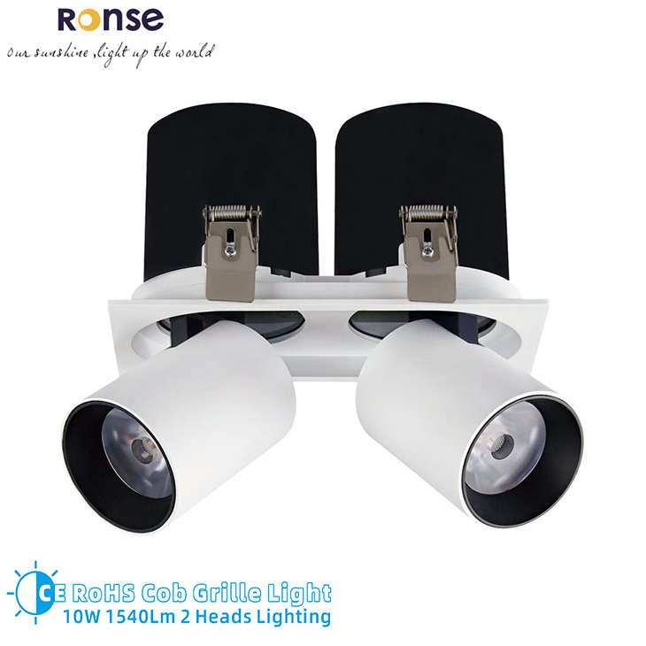 RONSE 10W Led Focus Light Flexible Led Grille Light Free Adjust Combination Ceiling Down Light 1 2 3 Heads Square Round Grille