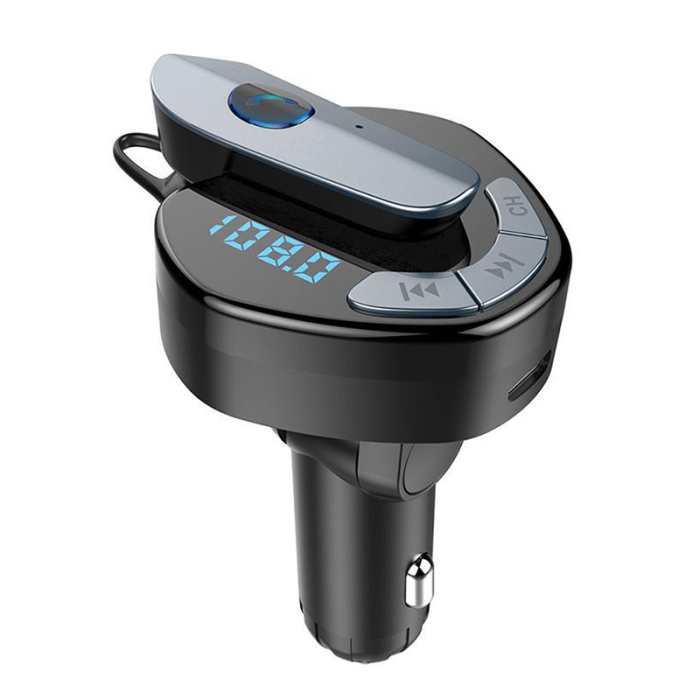 Автомобильный FM Bluetooth-передатчик V8 с наушниками, гарнитура, MP3-плеер, Автомобильный передатчик, совместимый с любым автомобилем, звонки в режиме громкой связи
