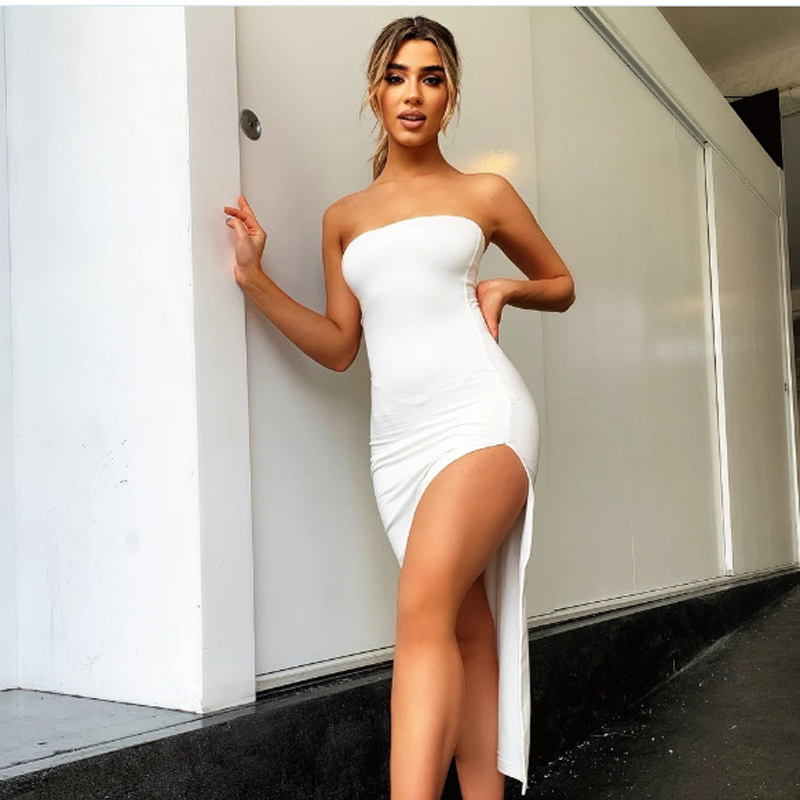 Off Shoulder Strapless Sexy Women Dress Sleeveless Straight Long Bodycon Dress Backless Casual Summer Party Dress Women 10%