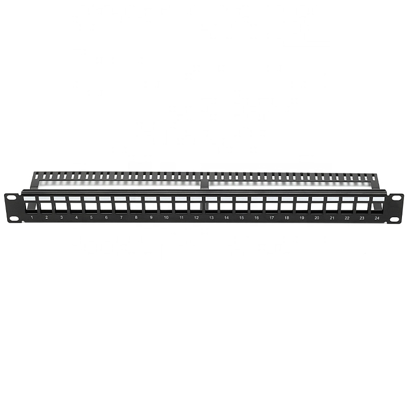 24 Port 1U 19" Blank Fiber Patch Panel Rack Mount with Wire Management Support Bar