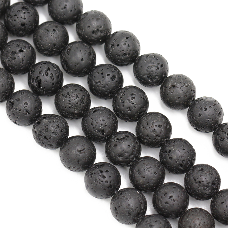 Wholesale Natural Black Lava Stone Beads 4-12mm Round Loose Beads Lava Stone Volcanic Rock Jewelry Bracelet Making
